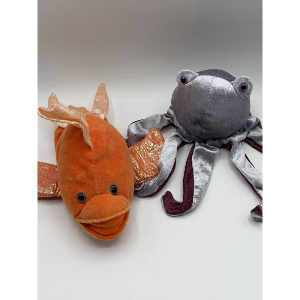 Caltoy Hand Puppets Lot of 2 Fish & Octopus Plush Sea Animals Soft